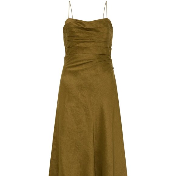 NEW AJE Clarice Draped Maxi Dress in Deep Olive size 8 - Picture 2 of 7